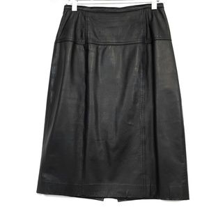 Chaus Vintage 100% Black Leather Pencil Skirt Size 10 - SEE MEASUREMENTS